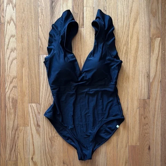 Summer salt sz 12 Black one piece Women's Swimsuit Ruffle Backflip in sea urchin - Picture 1 of 4